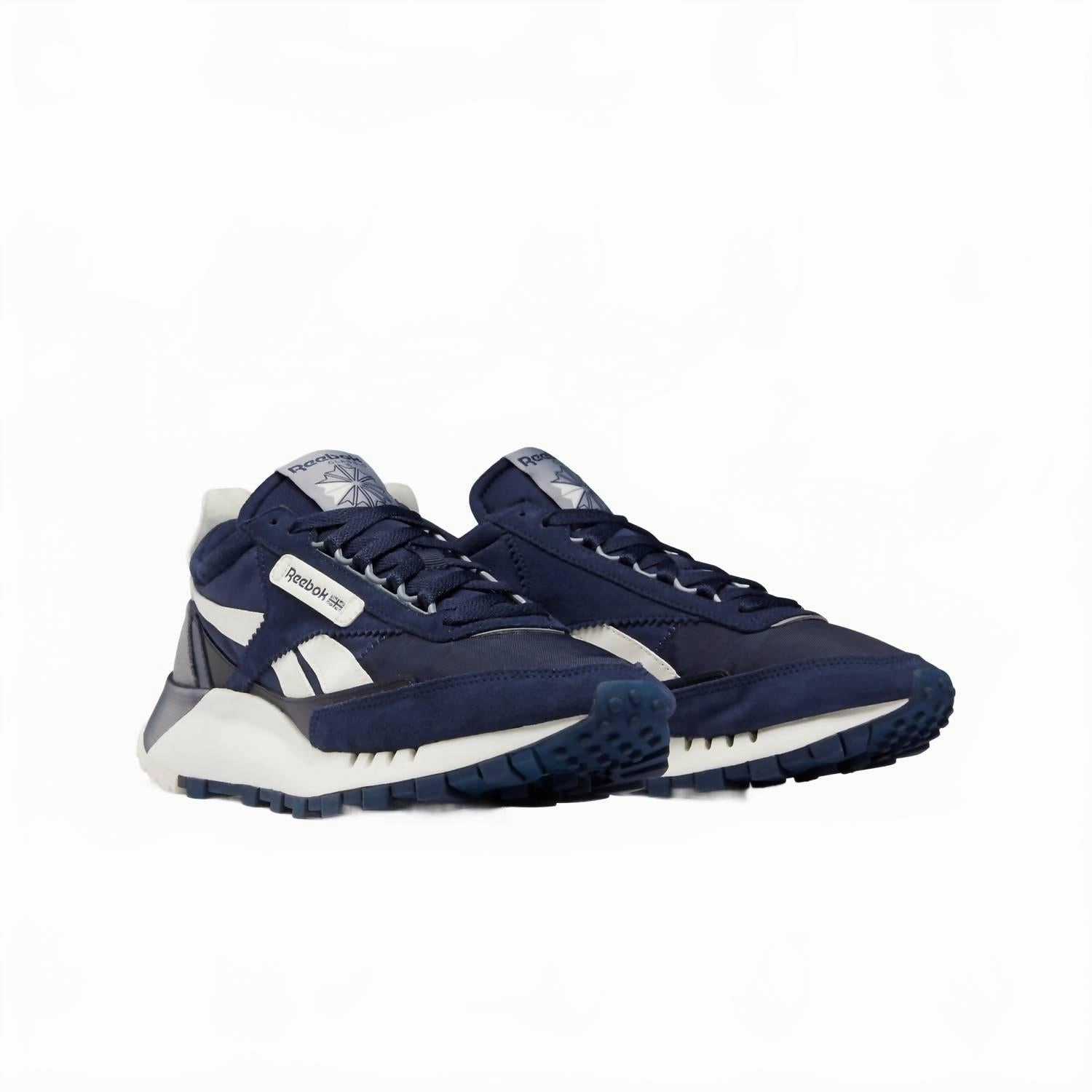 summer - suitable pro - team - themed running wear Men's Classic Leather Legacy Shoes In Vector Navy/chalk/pure Grey