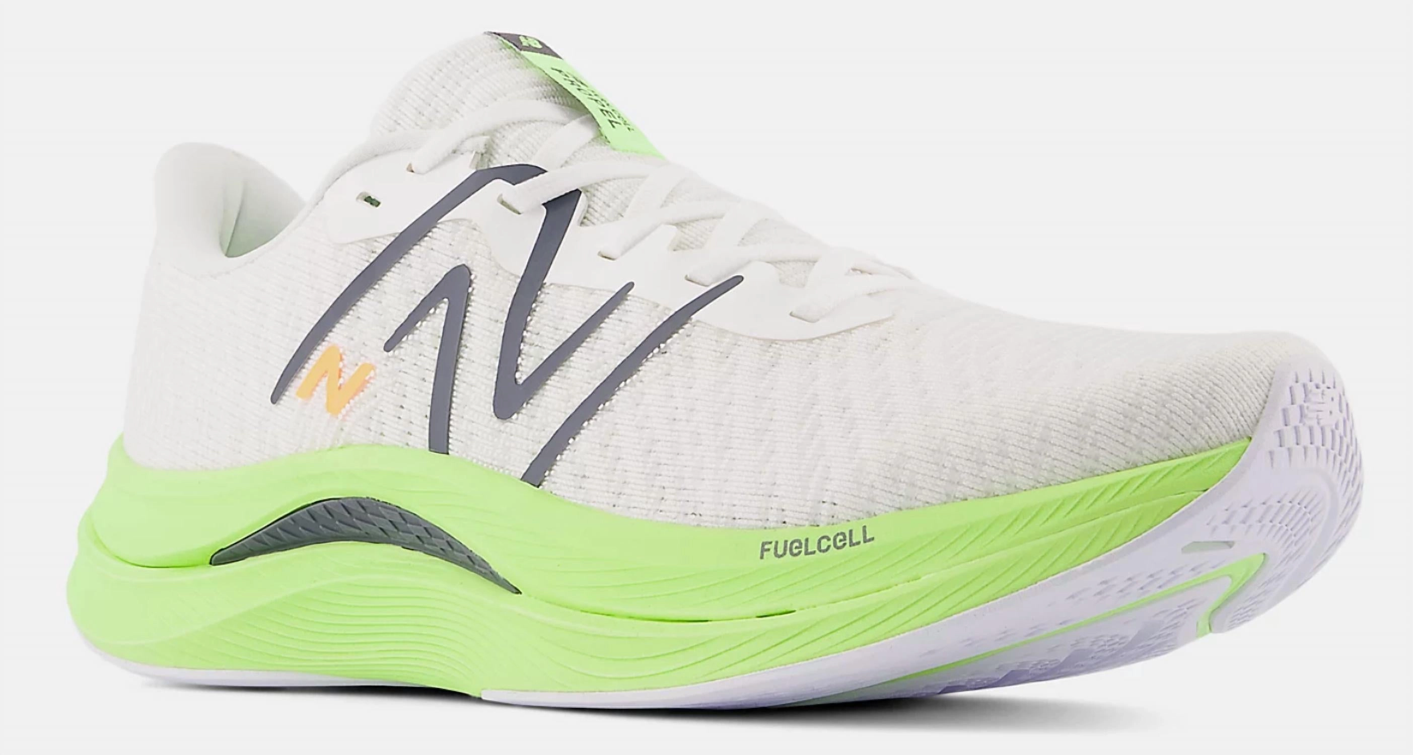 Slim - fit Men's Fuelcell Propel V4 Sneakers In White Lime Green