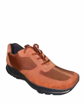 Men's Lace Up Low Top Sneaker In Burnt Orange multi - color