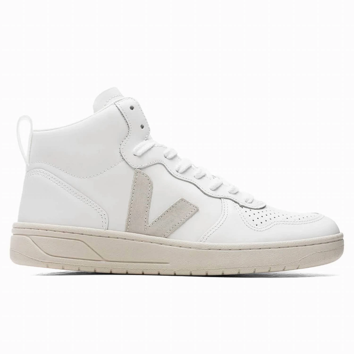 pastel shoes Men's V-15 Leather High Top Sneakers In Extra White