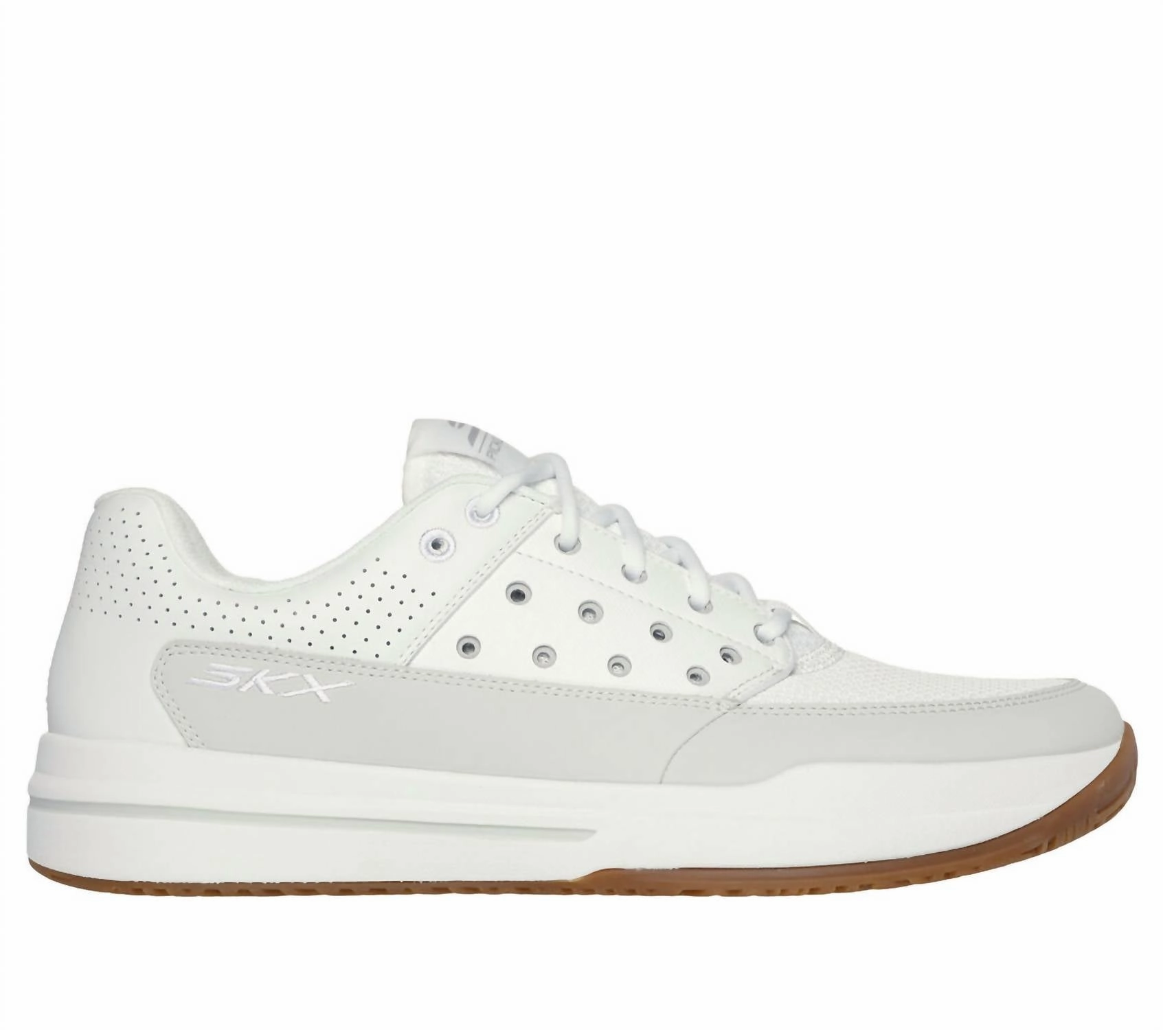 Men's Viper Court Luxe Sneaker In White/grey running with a phone color - purple