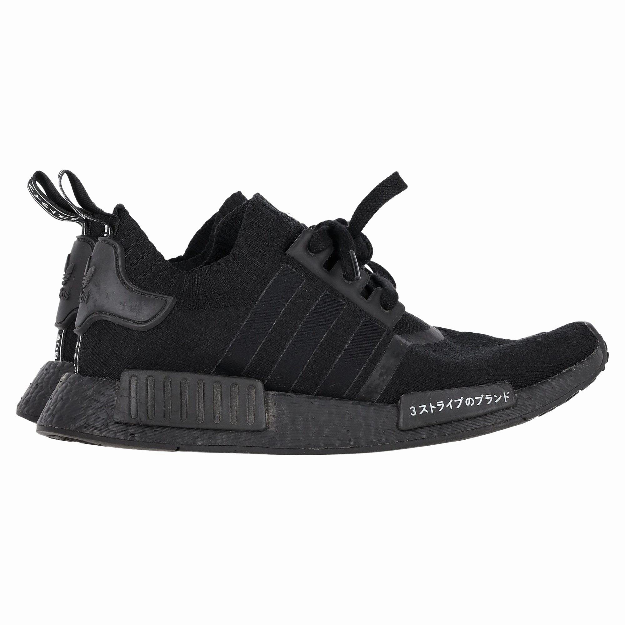 Adidas NMD_R1 Primeknit Japan Triple Black Sneakers in Black Polyester Lace Up Style