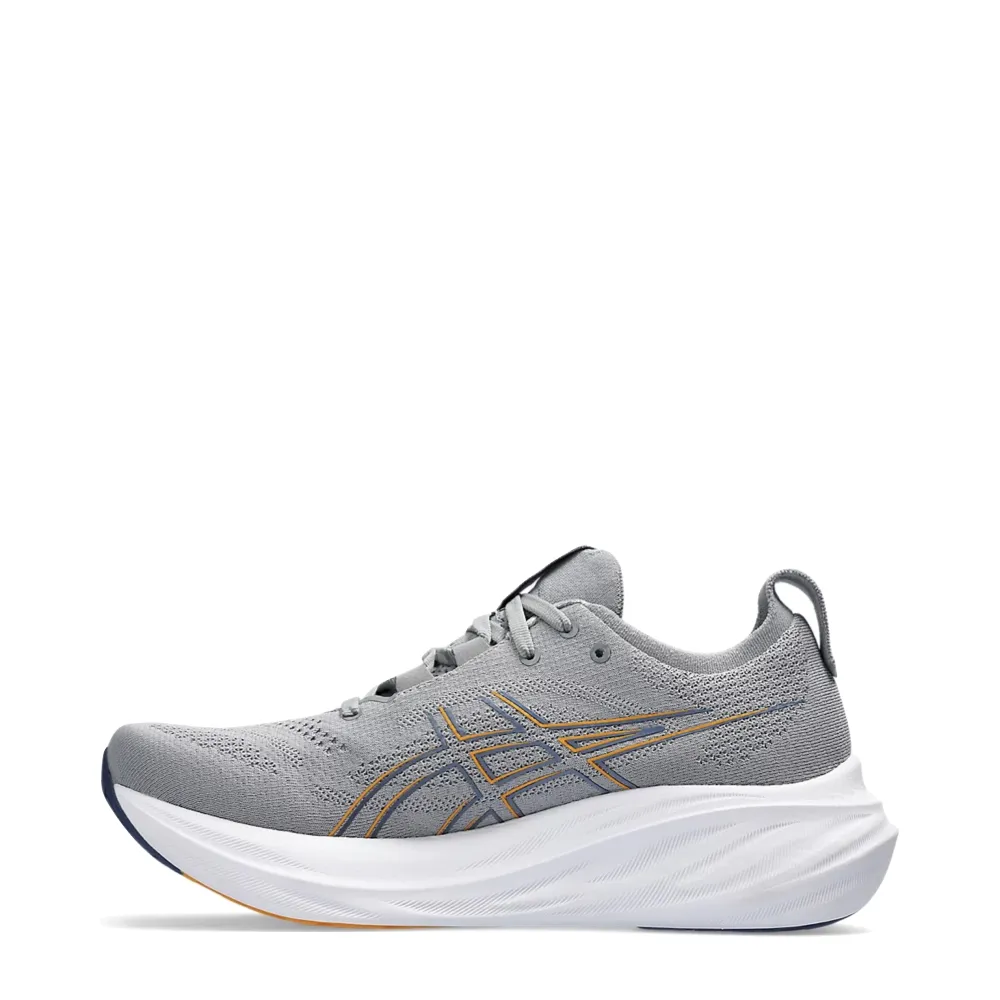 Asics Men's GEL-NIMBUS 26 Sneaker in Sheet Rock/Thunder Blue running with dog shoes commemorative shoes