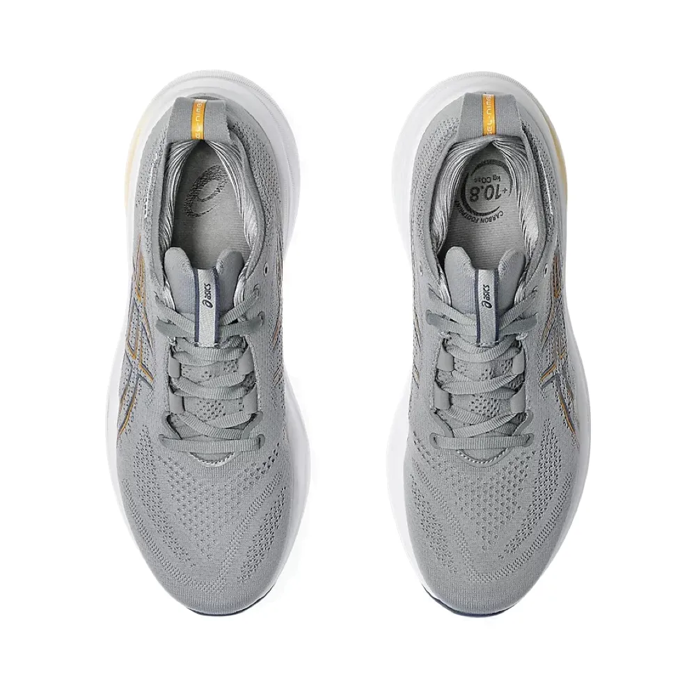 hook and loop closure Asics Men's GEL-NIMBUS 26 Sneaker in Sheet Rock/Thunder Blue