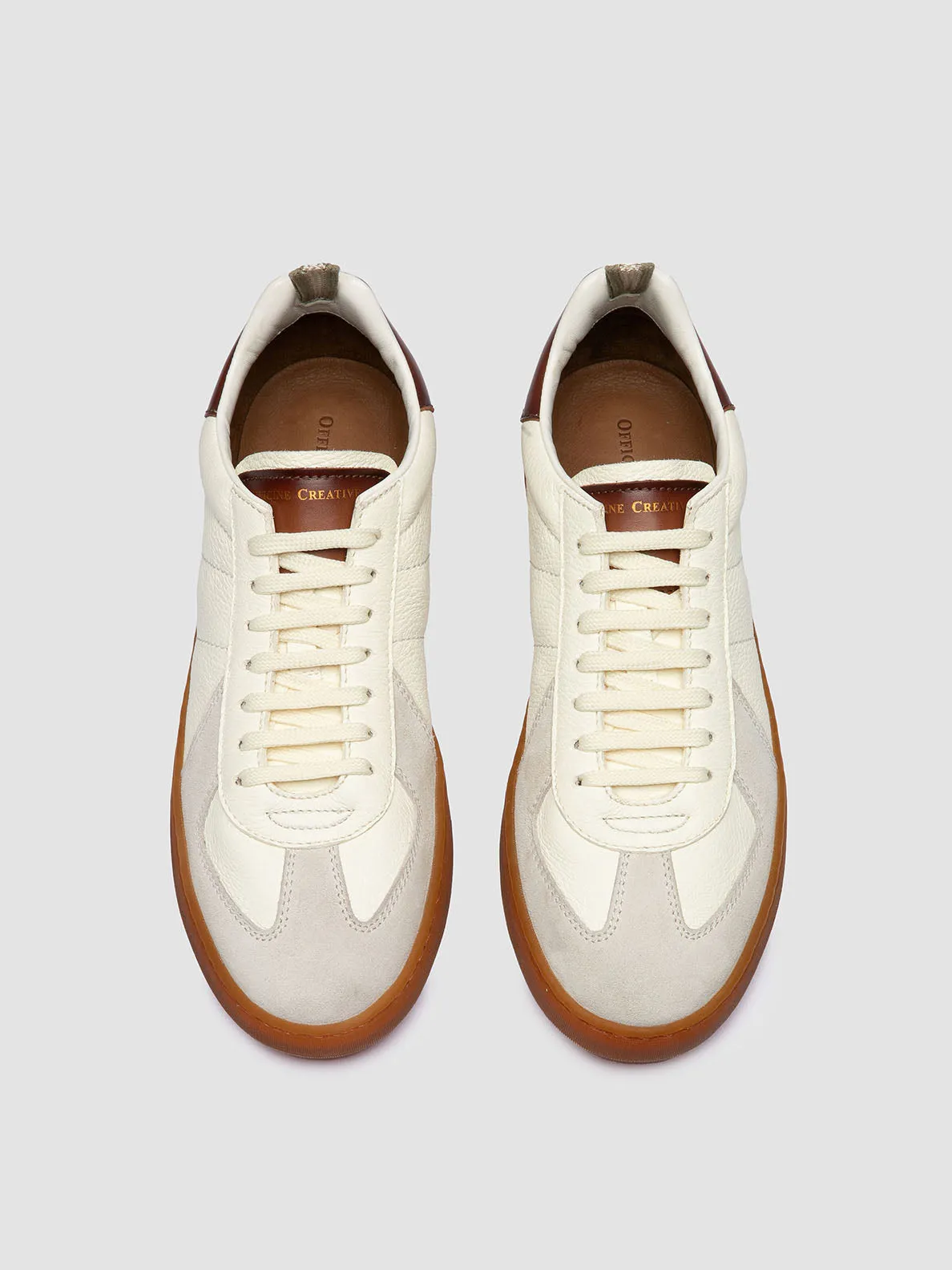 MILITIA 001 - White Leather Low Top Sneakers Efficient Motion