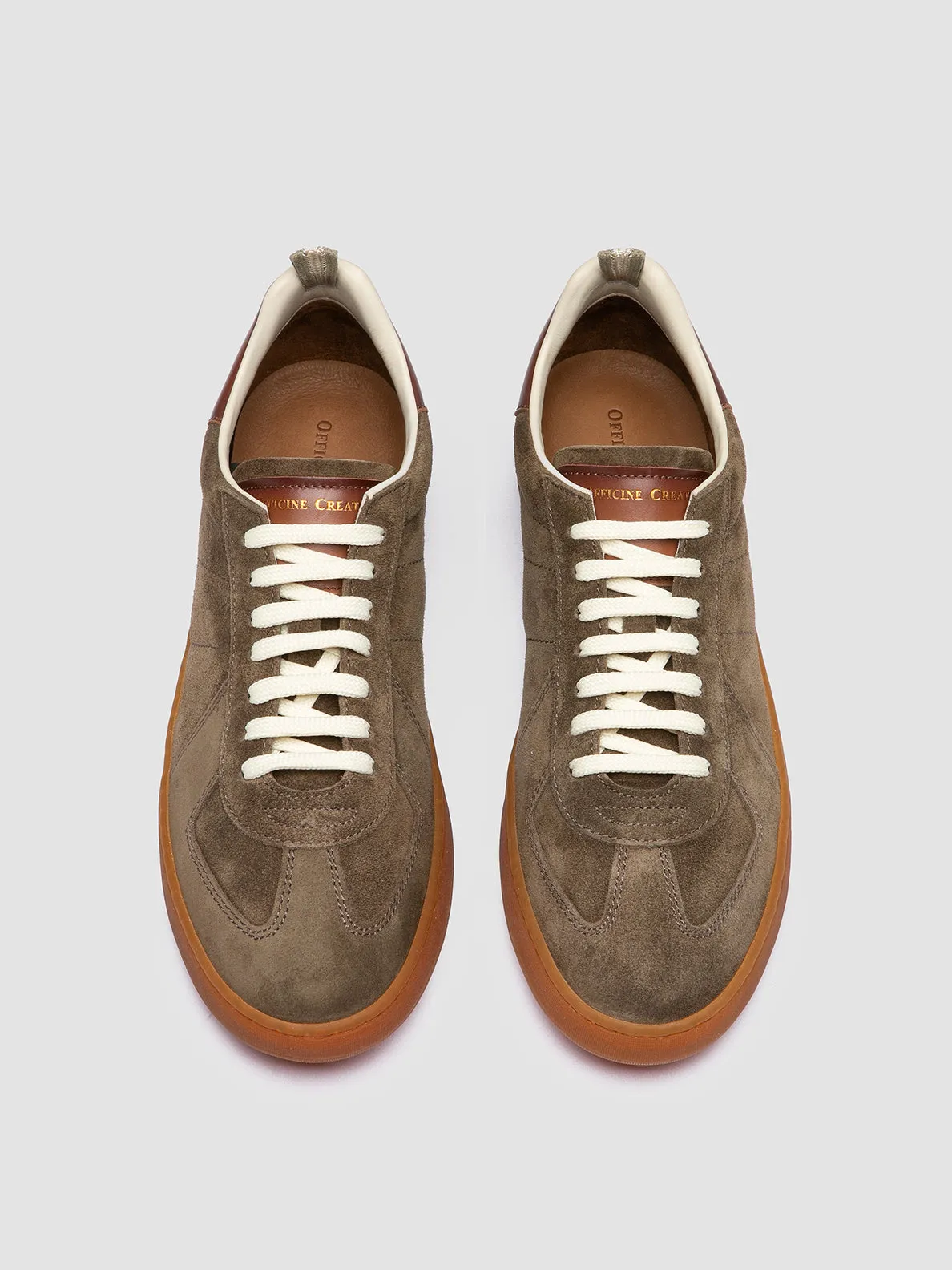 HookAndLoopClosure spring shoes MILITIA 002 - Taupe Suede and Leather Low Top Sneakers