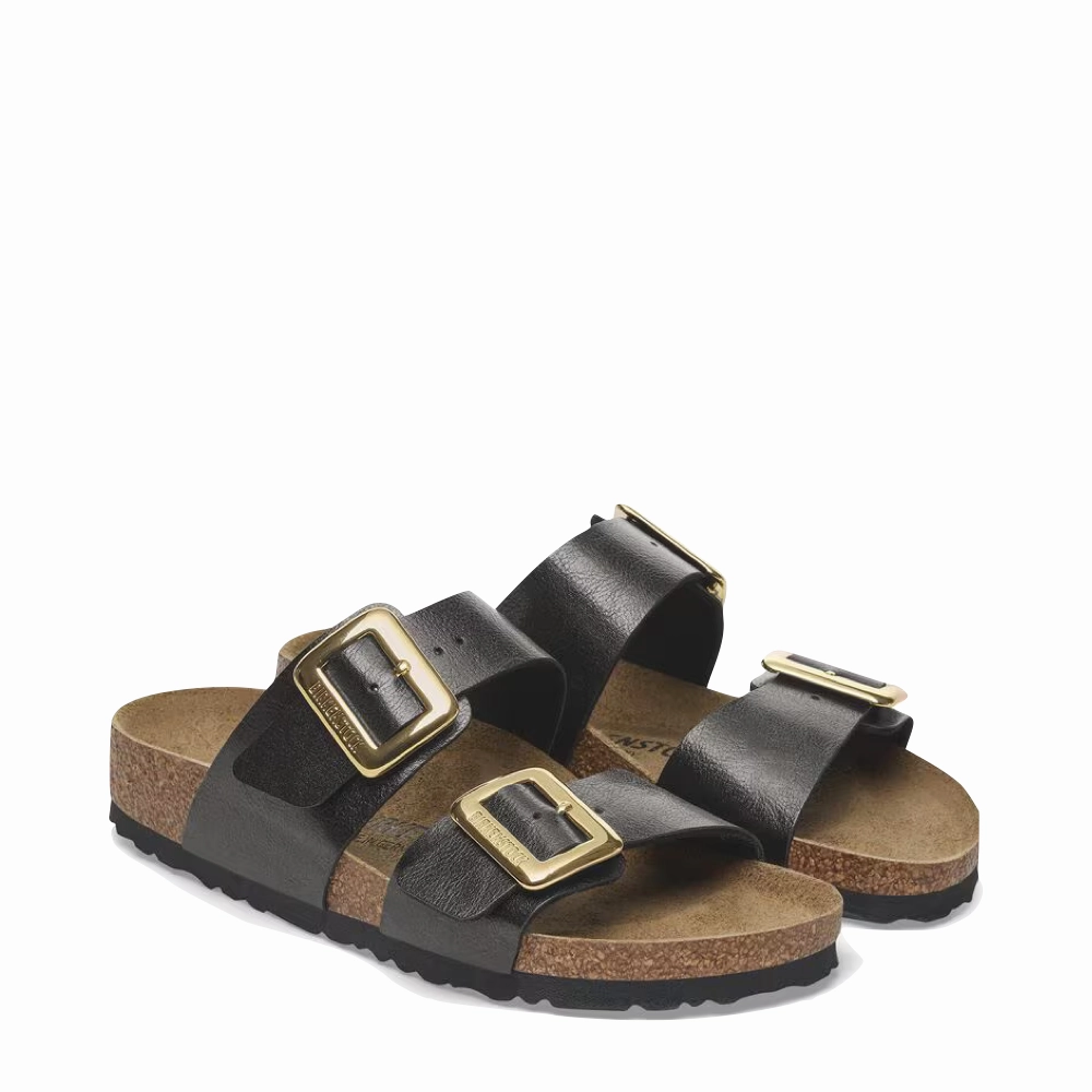 Stylish Go Birkenstock Women's Sydney Luxe Buckle Birko-Flor Sandal in Graceful Licorice