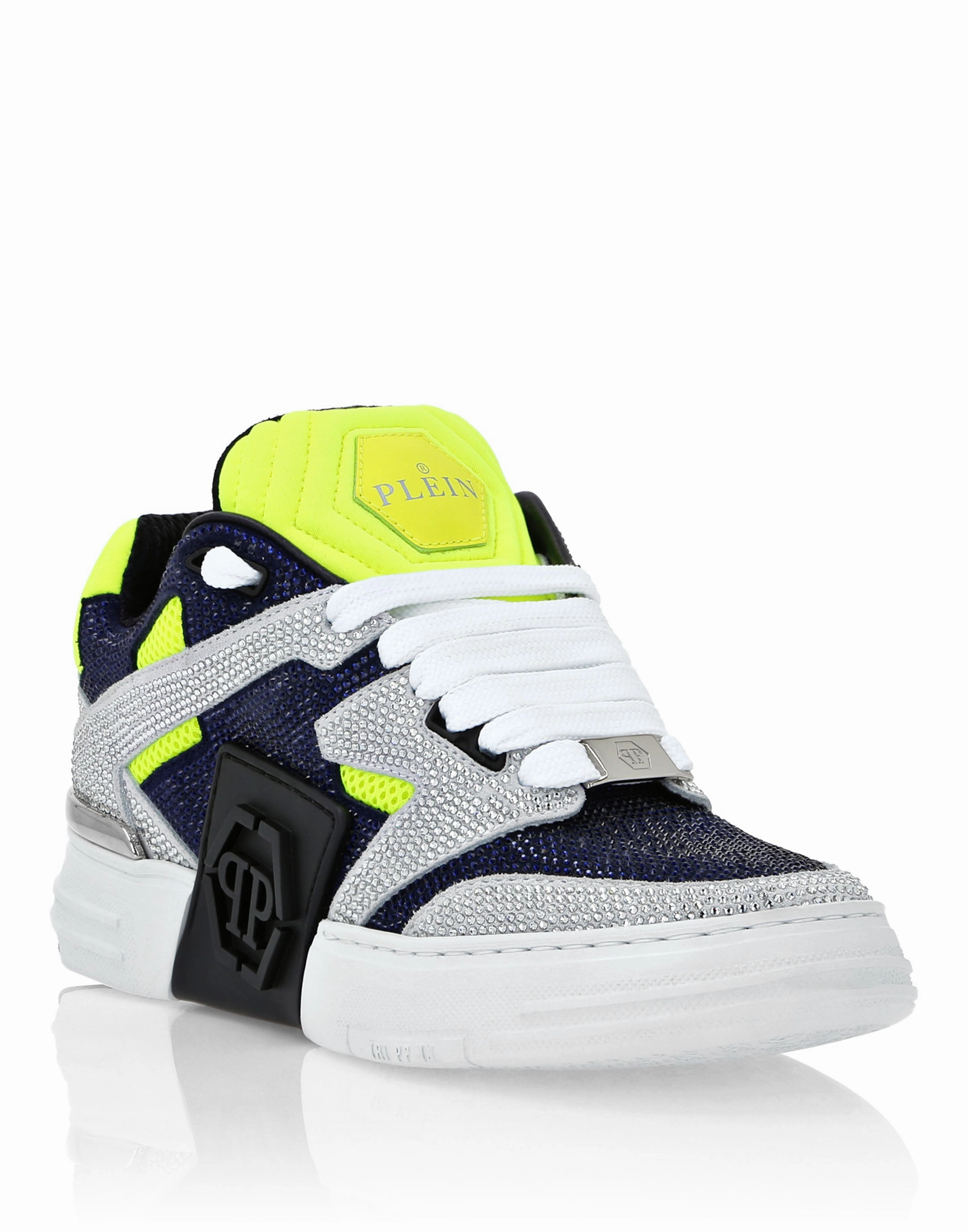 lace - up shoes Mix Leather Lo-Top Sneakers Strass