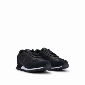 Mixed-material trainers with faux-leather trims Aerodynamic Shape