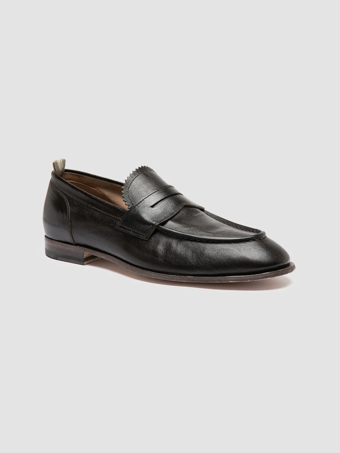 SOLITUDE 001 - Dark Brown Leather Penny Loafers Open Office