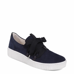 Gabor Women's Bow Sneaker in Marine Navy Rubber Outsole Comfy Outing