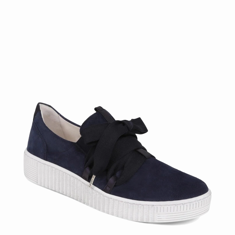 Gabor Women's Bow Sneaker in Marine Navy Rubber Outsole Comfy Outing