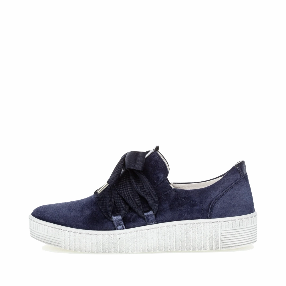 Gabor Women's Bow Sneaker in Marine Navy Full Support
