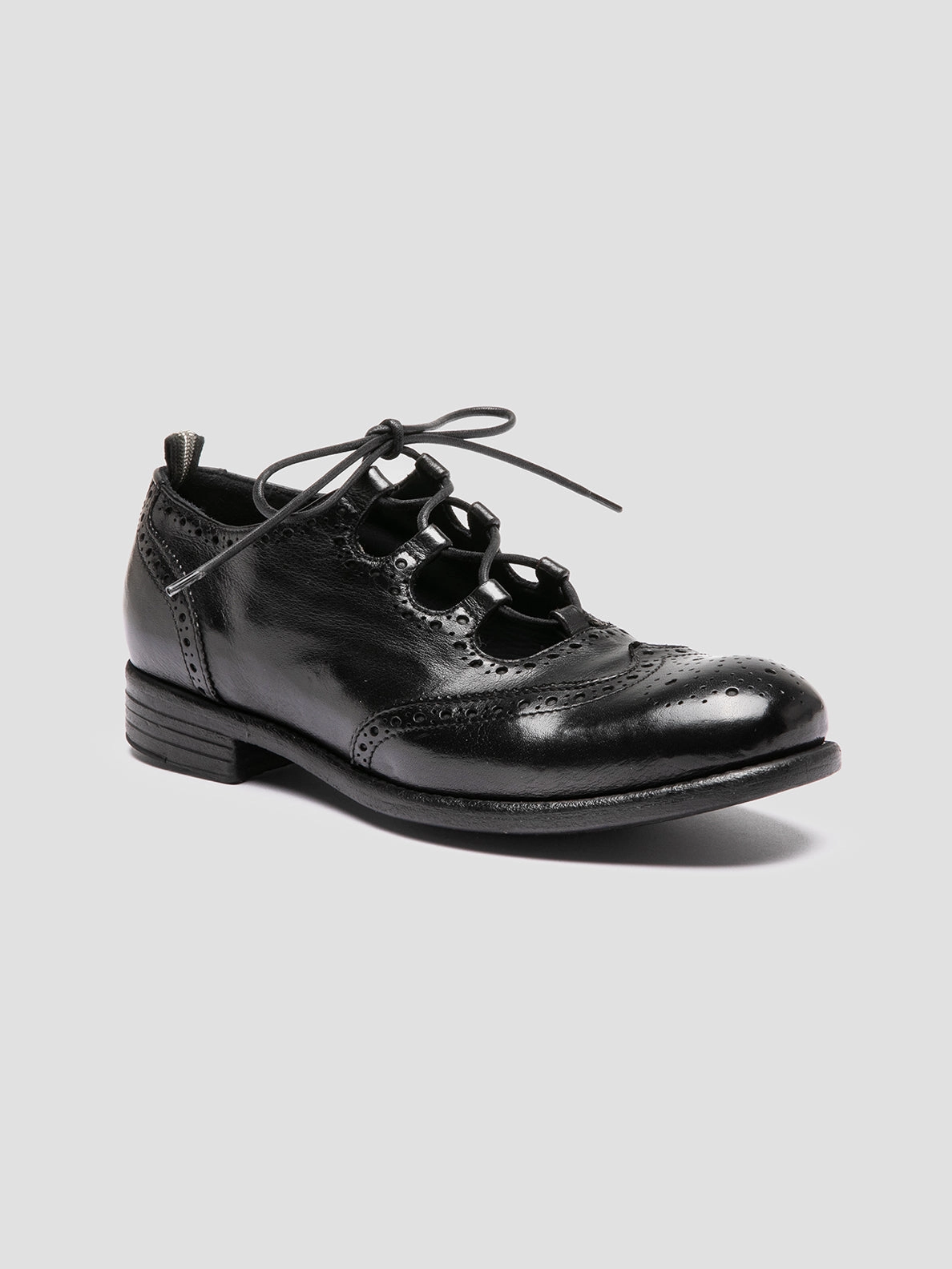 CALIXTE 079 - Black Leather Oxford Shoes Clean Uniform Leather Upper