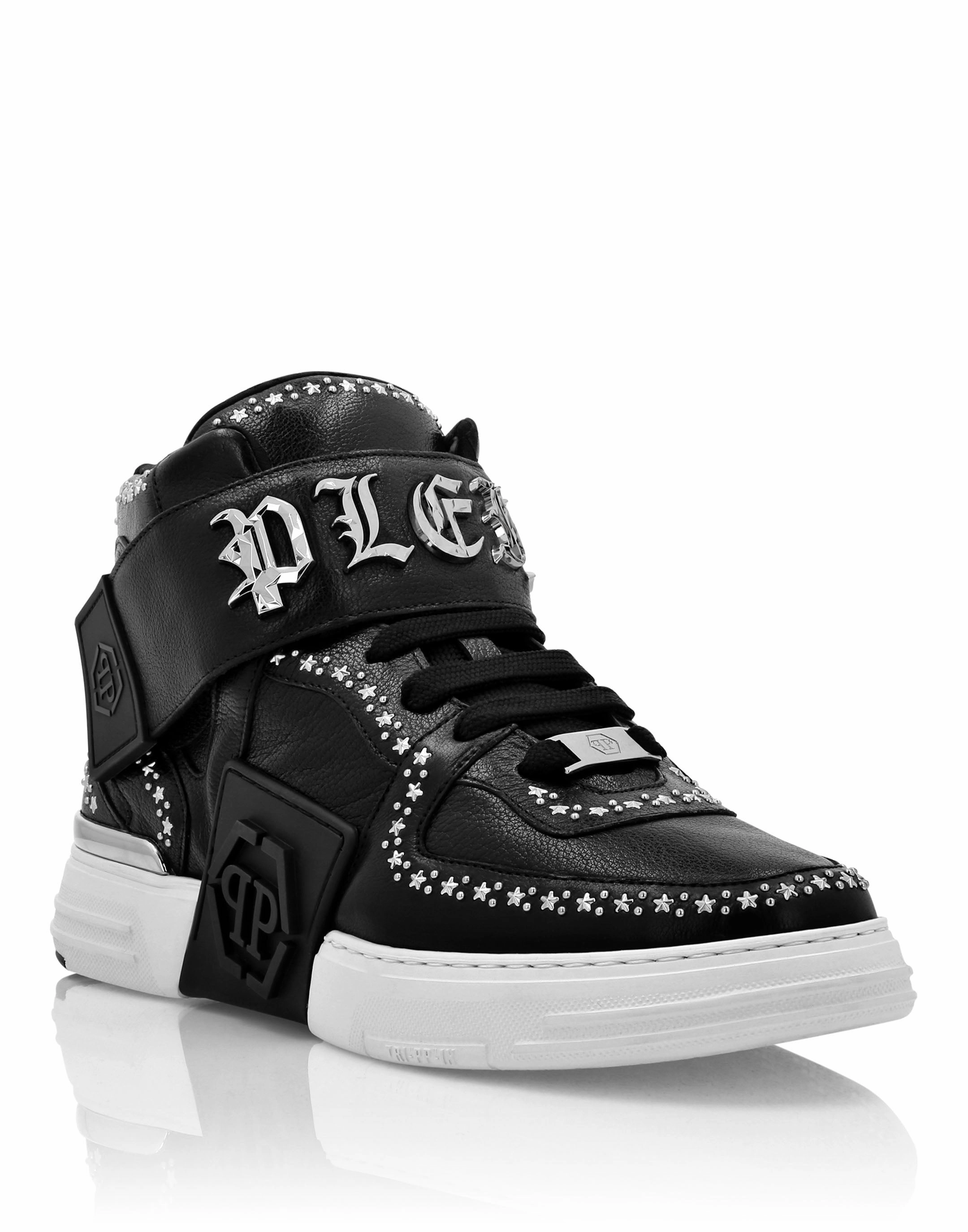 early morning run Nappa Leather  Mid-Top Sneakers Gothic Plein
