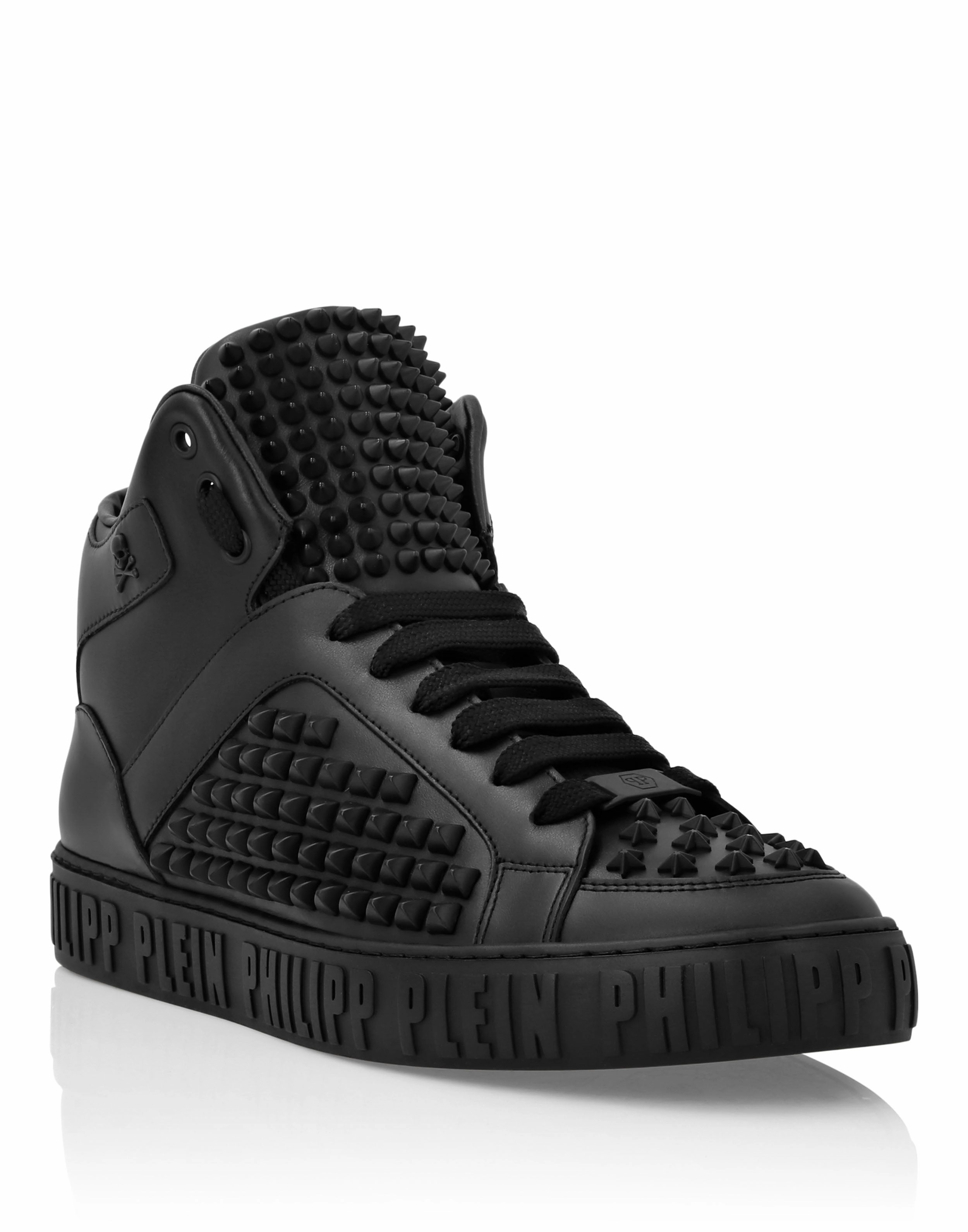 versatile function shoes Nappa Leather Mid-Top Sneakers Studs