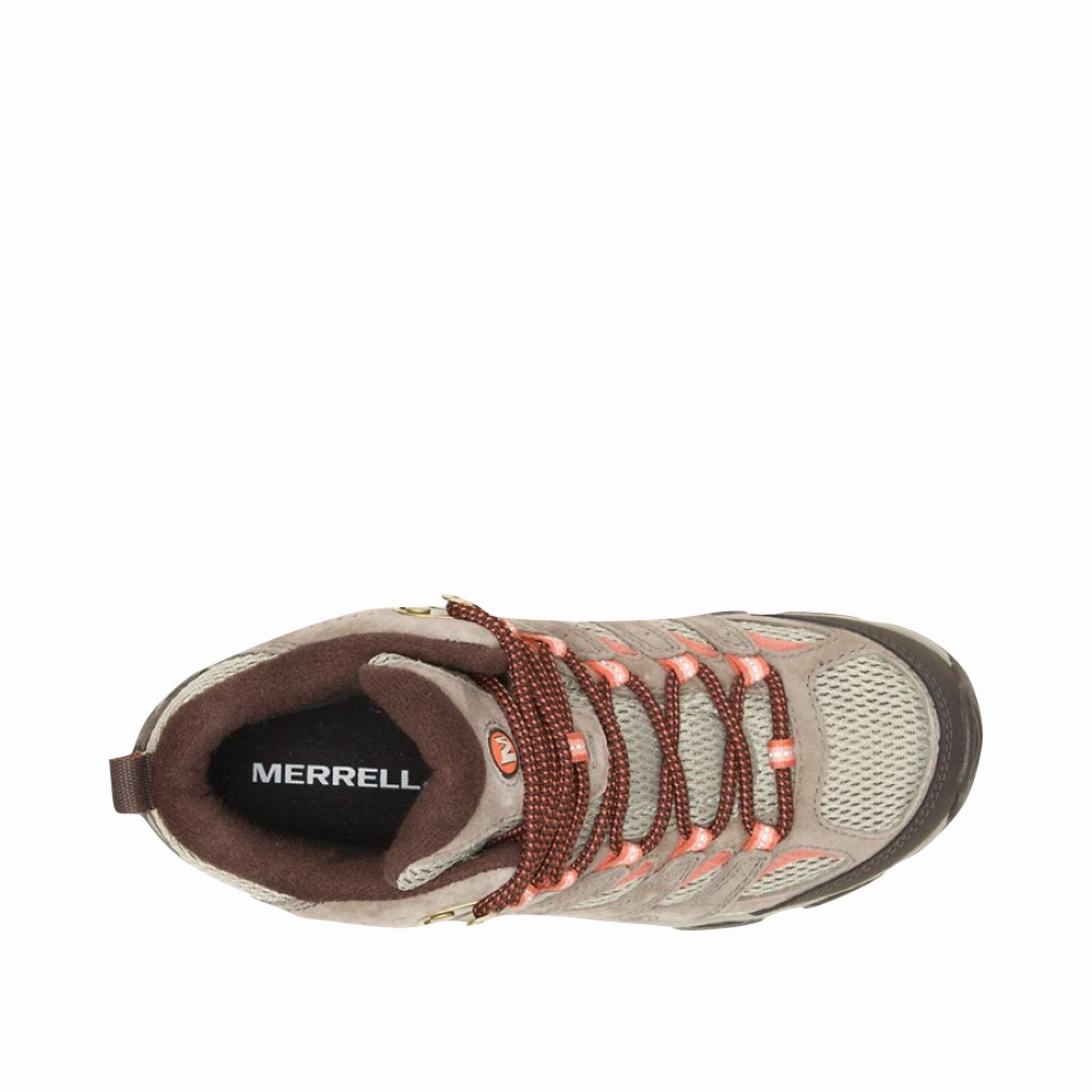 Merrell Women's Moab 3 Mid Waterproof Hiking Boots in Bungee Cord Tan Midweight Boot