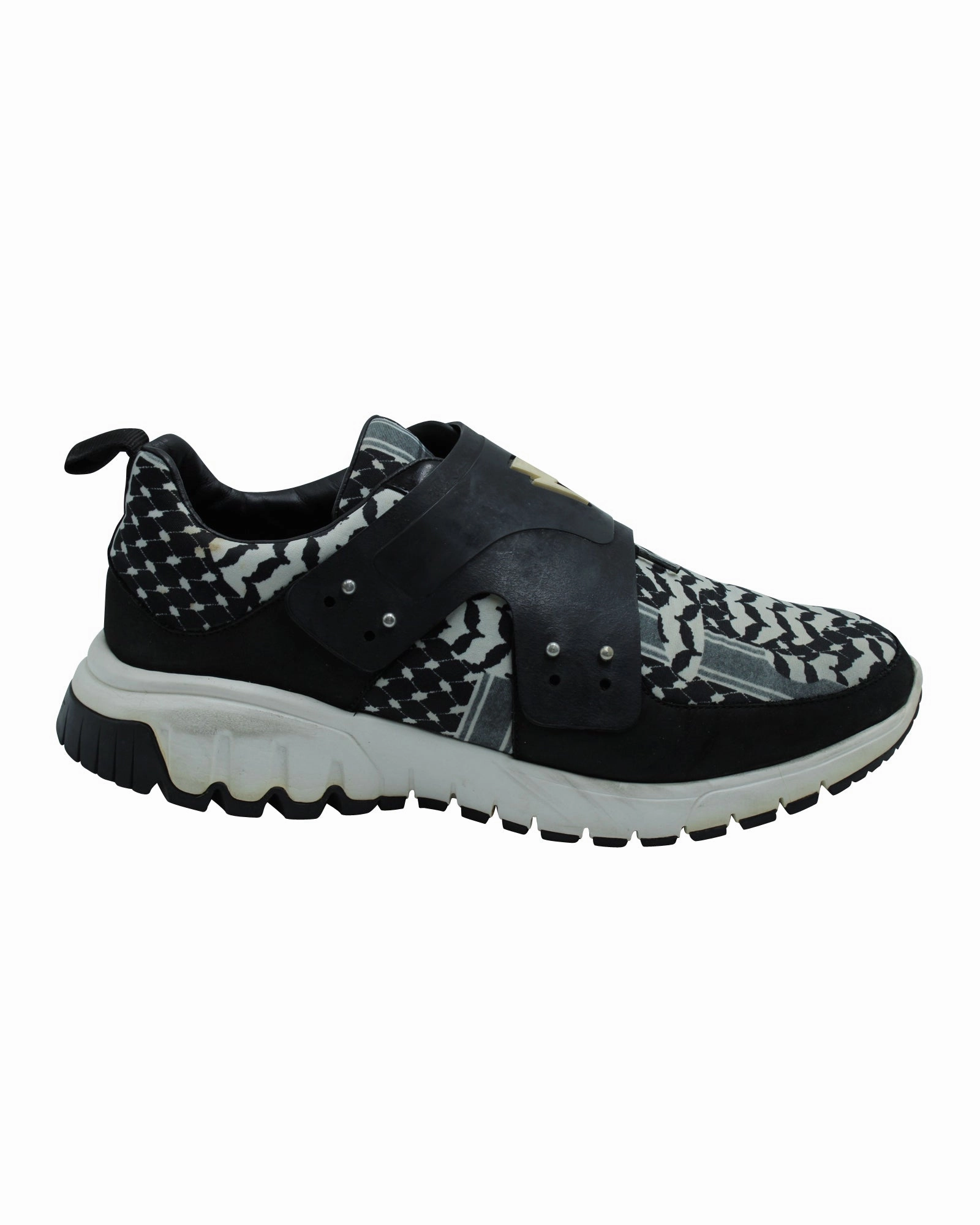 lace - up design seasonal - themed running gear Neil Barrett Nubuck and Leather-Trimmed Printed Sneakers in Multicolor Neoprene