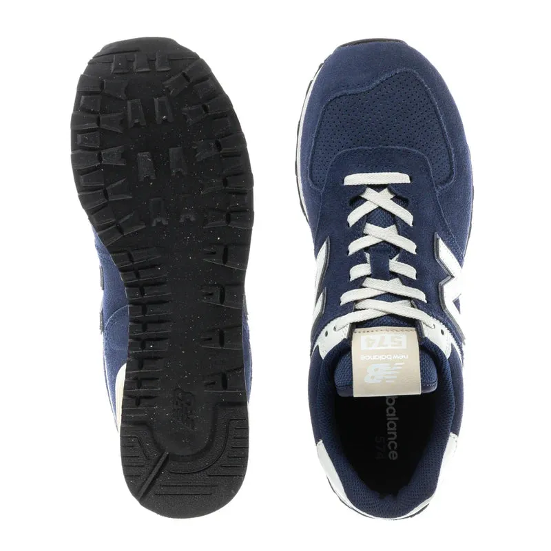 New Balance Men's 574 Sneaker in Navy with Sea Salt low - top shoe kind