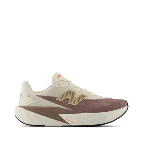New Balance Men's FuelCell Rebel v5 Sneaker in Angora with Earth Shadow and Sea Salt breathable mesh shoe aspect