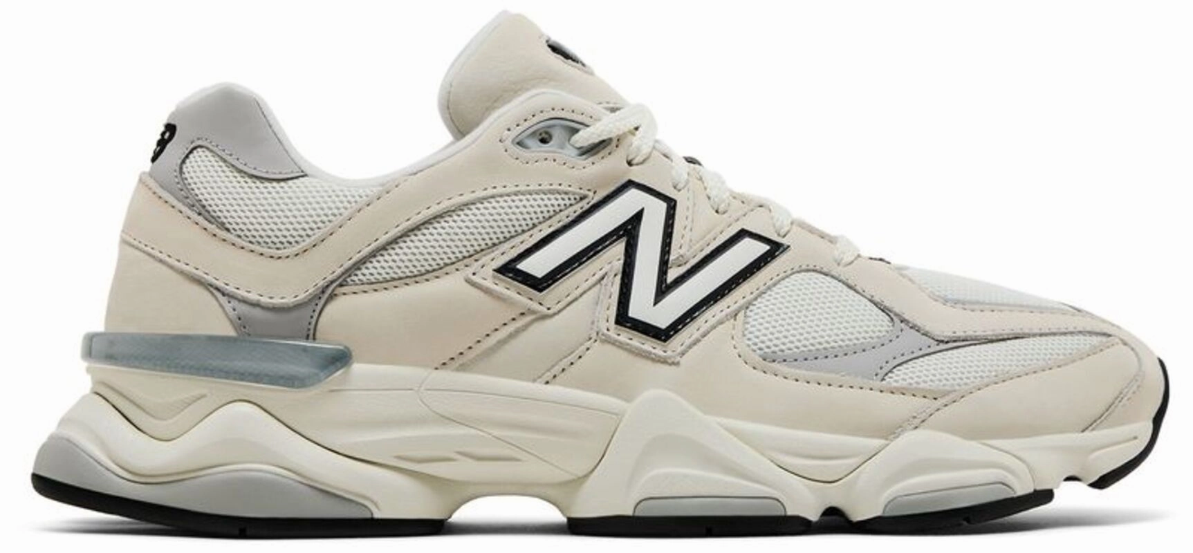 New Balance 9060 Sea Salt Raincloud Fabric Upper Light On Feet