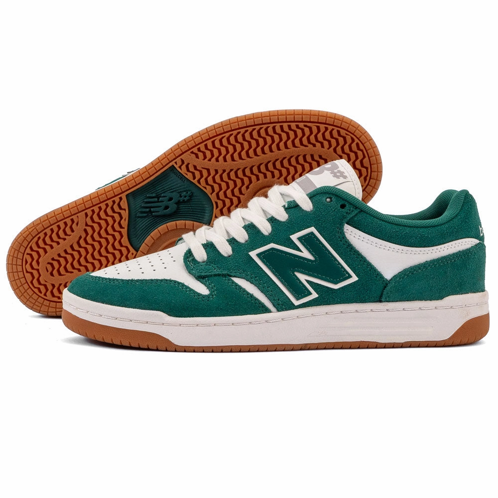 New Balance - 480 NDI (Green/White) running in a sidewalk area shoes