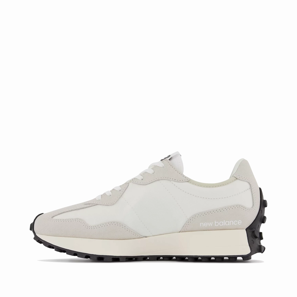 New Balance Women's 327 Lifestyle Sneaker in Sea Salt with White and Black Soft   sole Block Hike