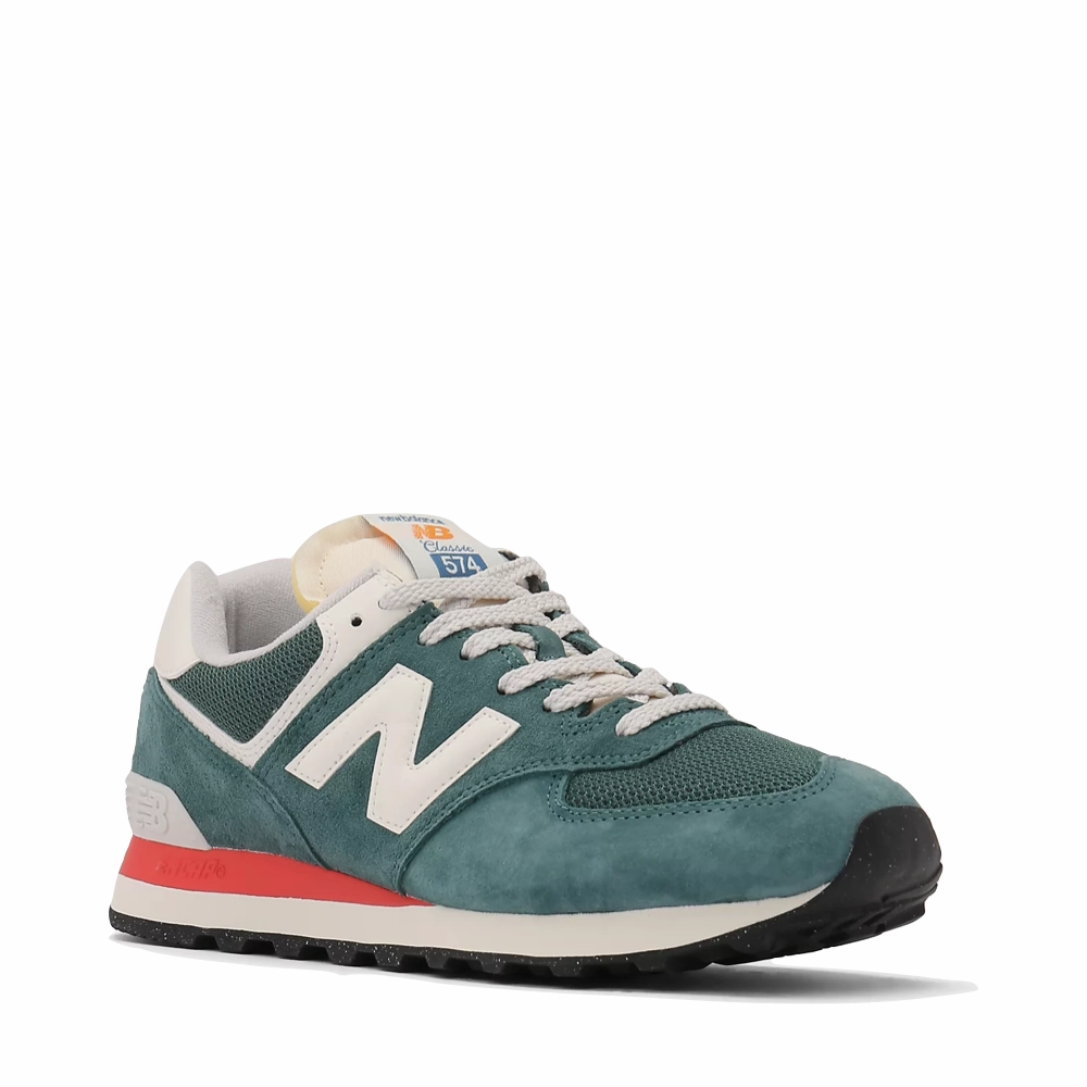 New Balance Women's 574 Sneaker in New Spruce with Sea Salt Oasis Hike