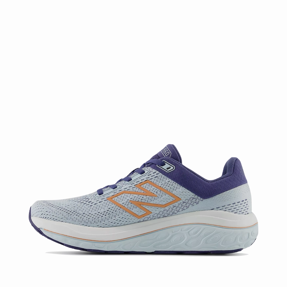 New Balance Women's Fresh Foam X 860v14 Sneaker in Frosted Glass with Dream State and Peach Nectar Wedge Sole