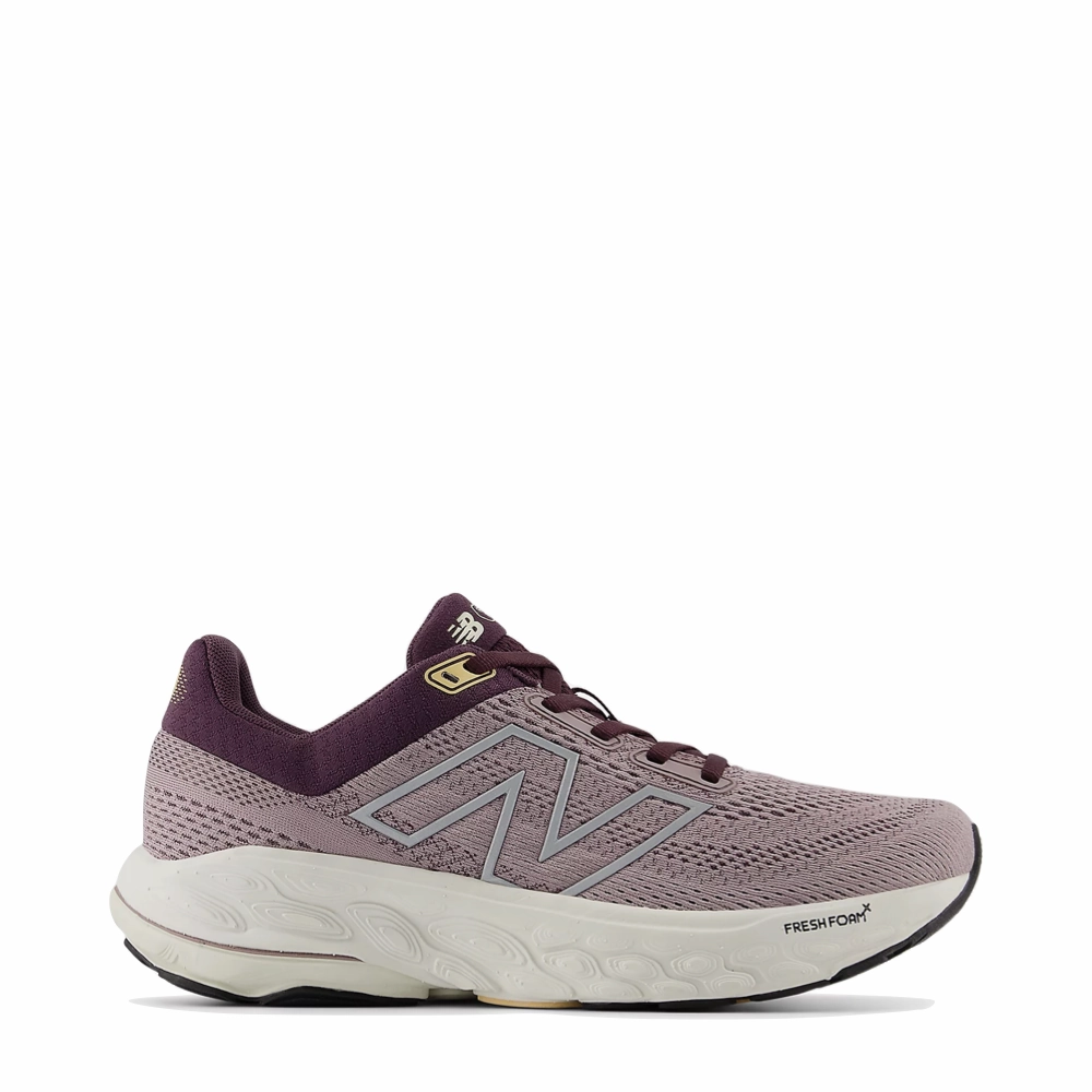 New Balance Women's Fresh Foam X 860v14 Sneaker in Ice Wine with Plum Brown and Silver Metallic Outdoor Day Minimal Edge