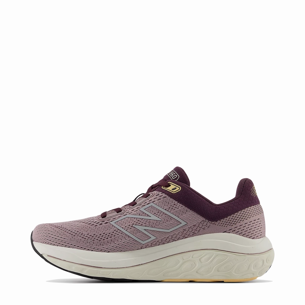Breath Panel Comfortable Experience New Balance Women's Fresh Foam X 860v14 Sneaker in Ice Wine with Plum Brown and Silver Metallic