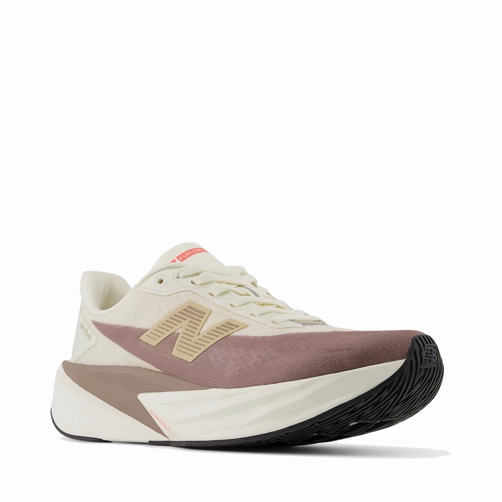 Lean Look New Balance Women's FuelCell Rebel v5 Sneaker in Angora with Earth Shadow and Sea Salt