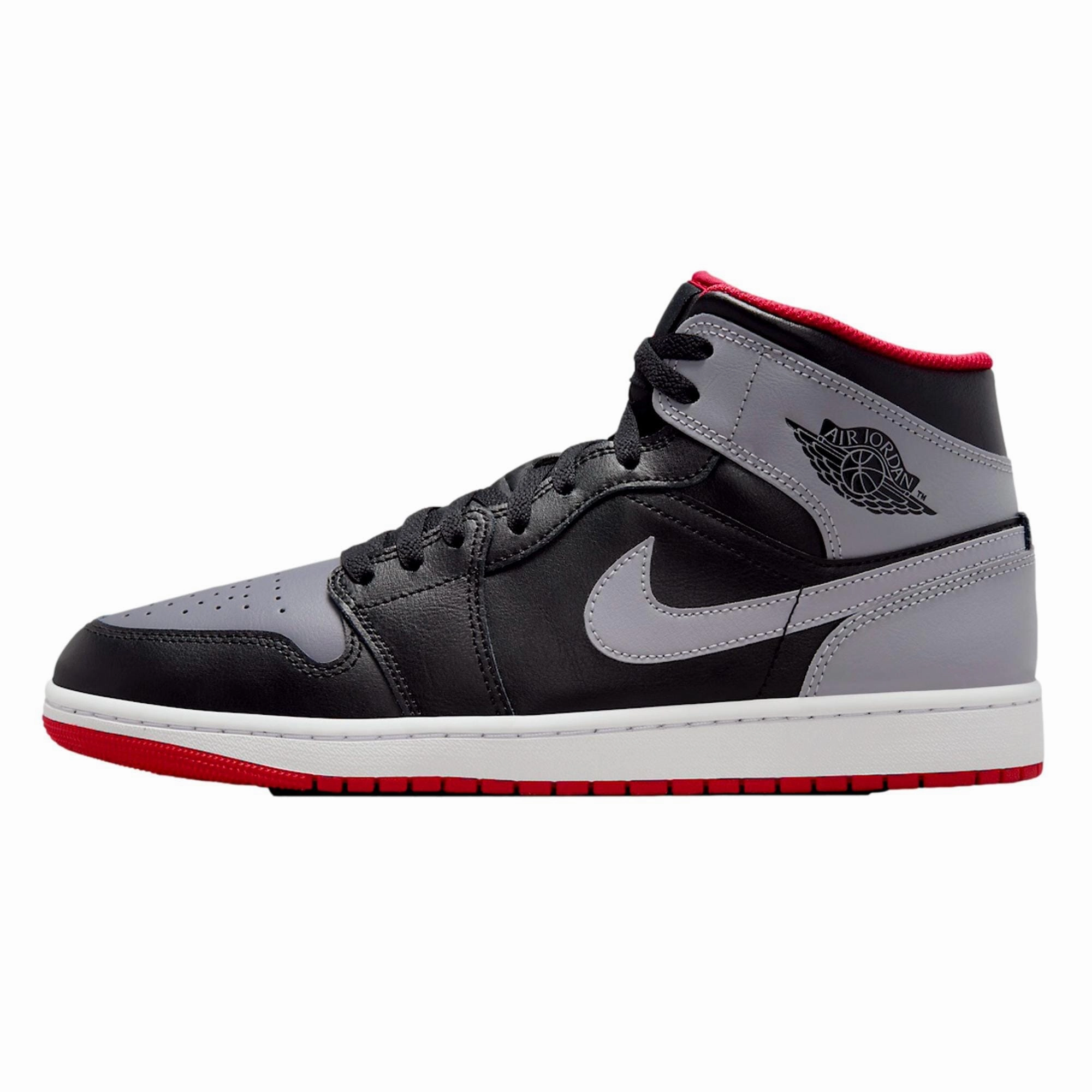 3D - mesh shoes Nike Air Jordan 1 Mid Black/Cement Grey-Fire Red  DQ8426-006 Men's