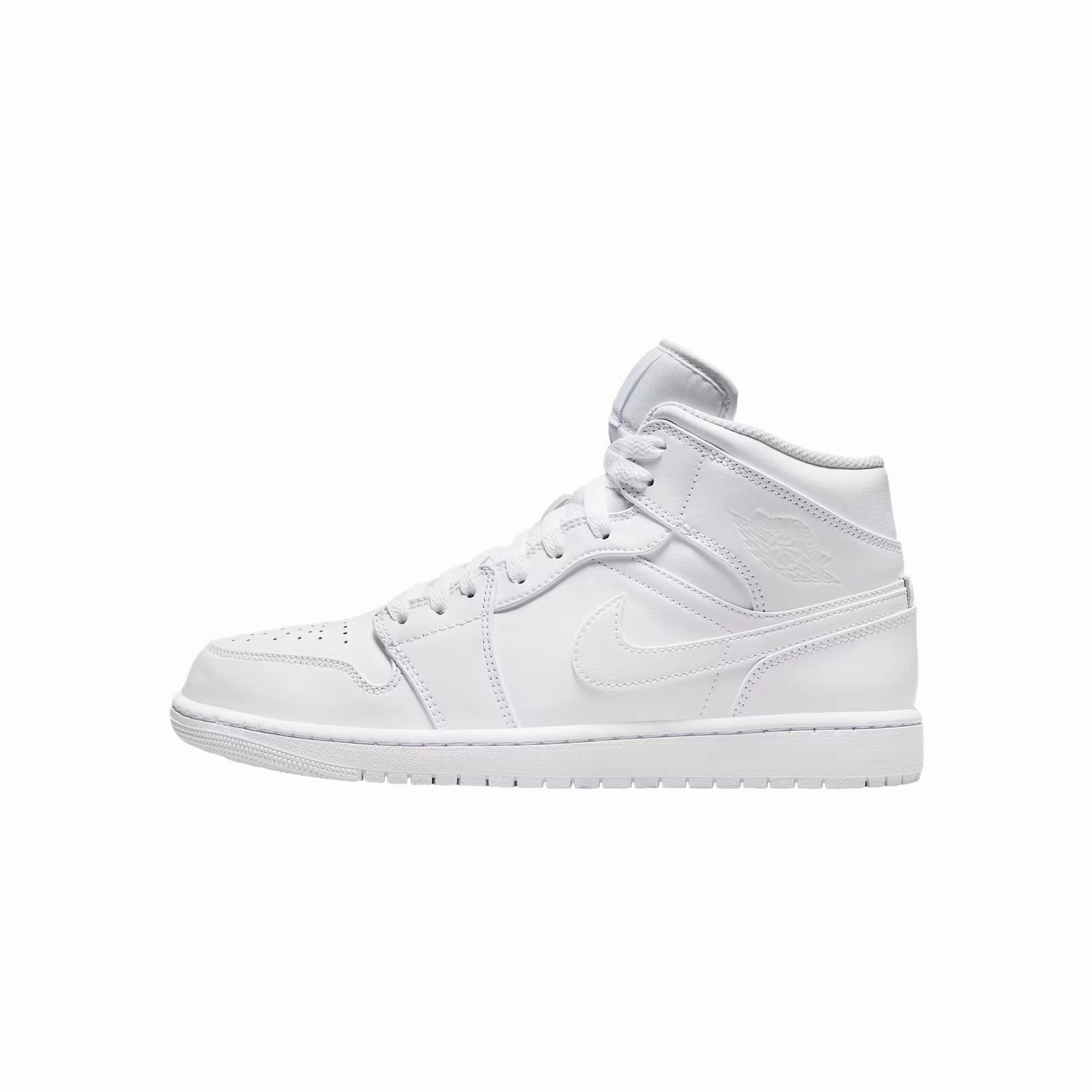 Nike Air Jordan 1 Mid White / White - White  554724-136 Men's running with a wide toe box custom fit shoes