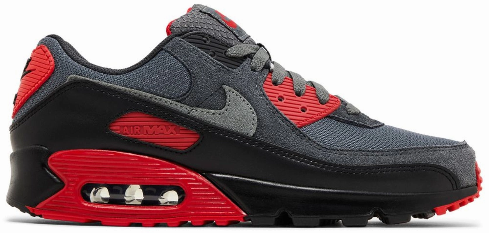 Breathable Upper elegant - style shoes Nike Air Max 90 Smoke Grey Fire Red