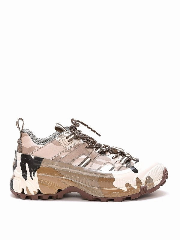 soft - touch shoes Burberry Arthur Camouflage Print Grip Strap Nylon Low-Top Sneakers