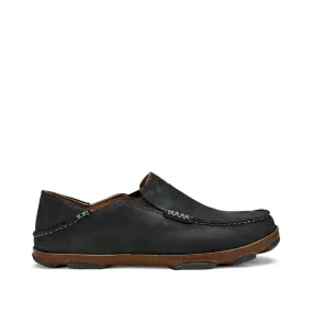 OluKai Men's Moloa Moc Leather Slip On Shoes in Black Outfit Boost