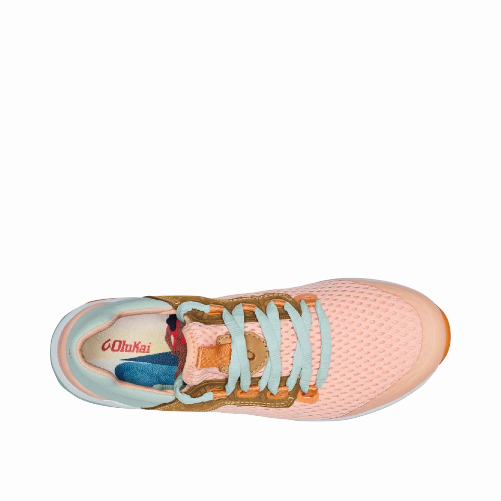 OluKai Women's Wailuku Sneaker in Peach/Swell City Hike Travel Friendly