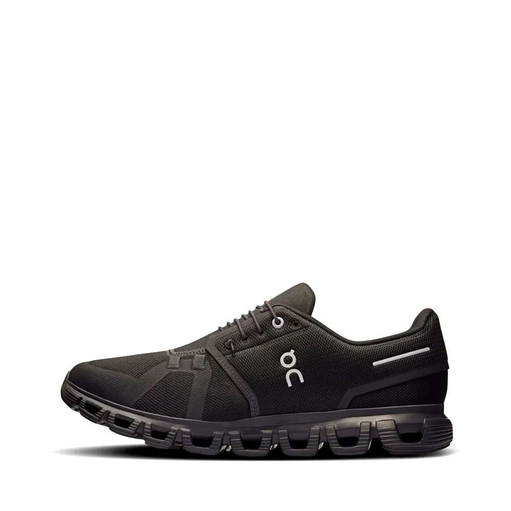 motion control running shoes On Men's Cloud 6 Sneaker in Black/Black