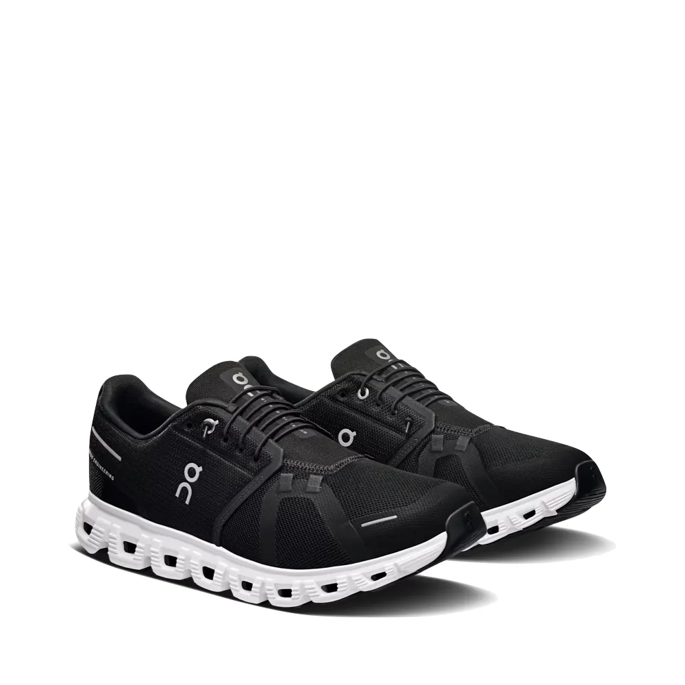 perforated upper multi - density midsole shoes On Men's Cloud 6 Sneaker in Black/White