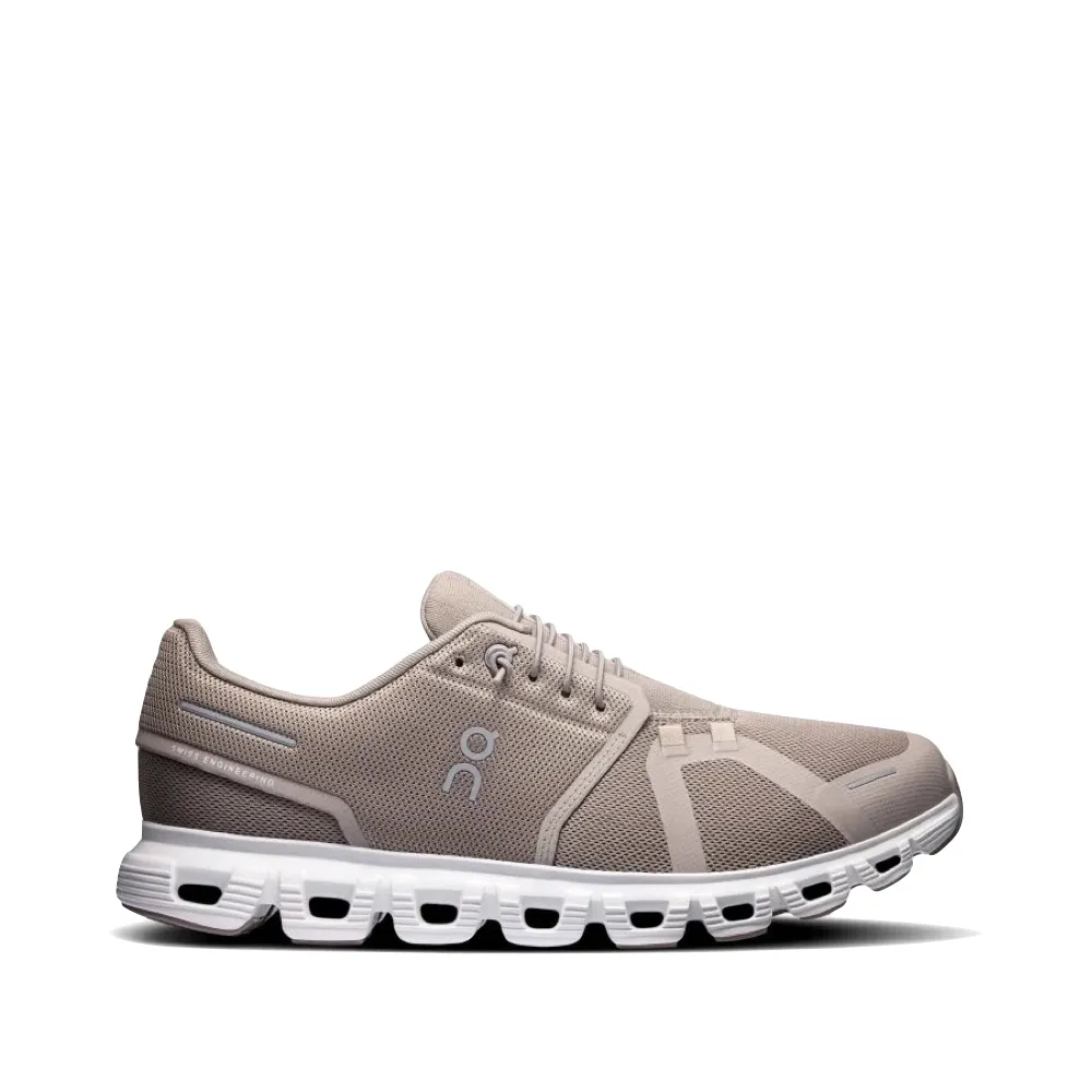 On Men's Cloud 6 Sneaker in Fog/White Sweat - wicking supreme - running