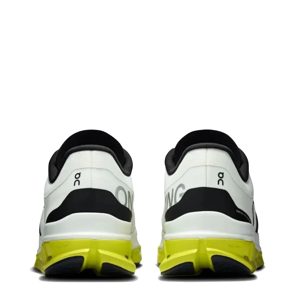 On Men's Cloudflow 5 Sneaker in White/Lime running in cloudy weather shoes