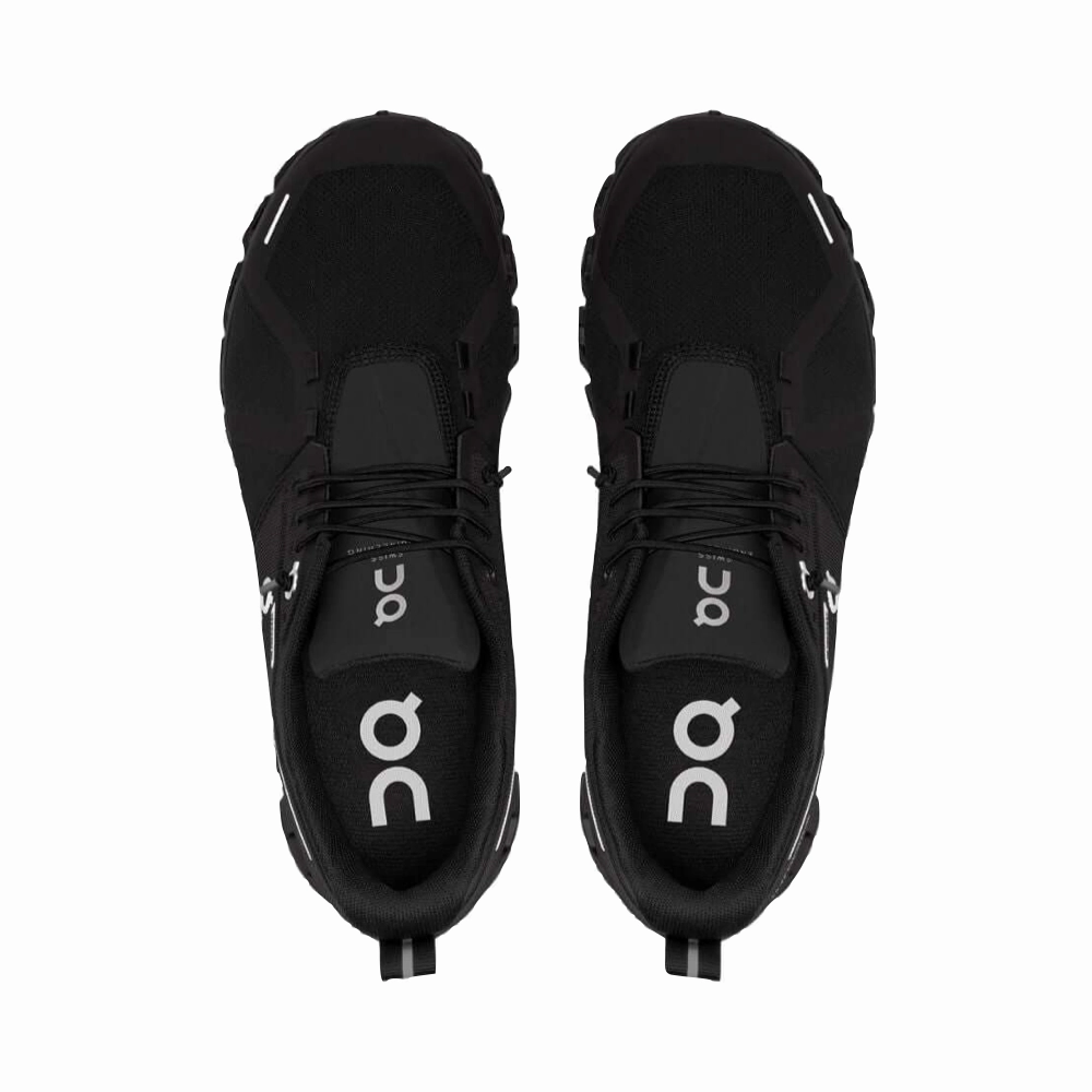 On Women's Cloud 5 Waterproof Sneaker in All Black Casual Elegance