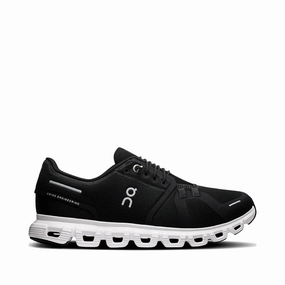 On Women's Cloud 6 Sneaker in Black/White Work Routine