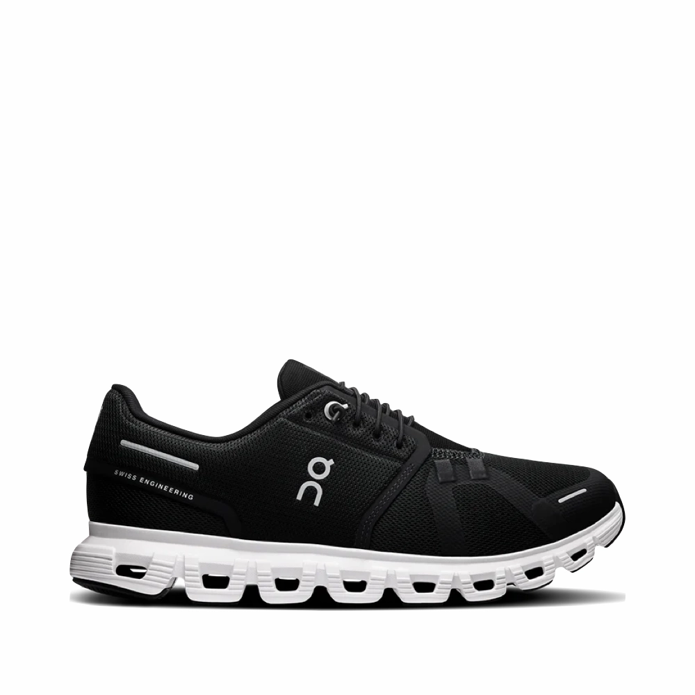 On Women's Cloud 6 Sneaker in Black/White Sneaker Style Red Hot