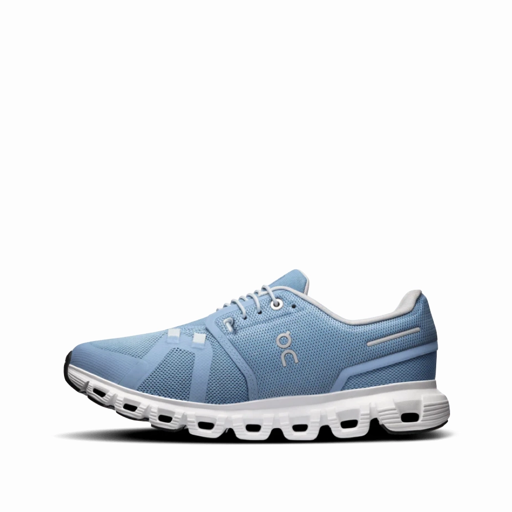 On Women's Cloud 6 Sneaker in Chambray/White waterproof