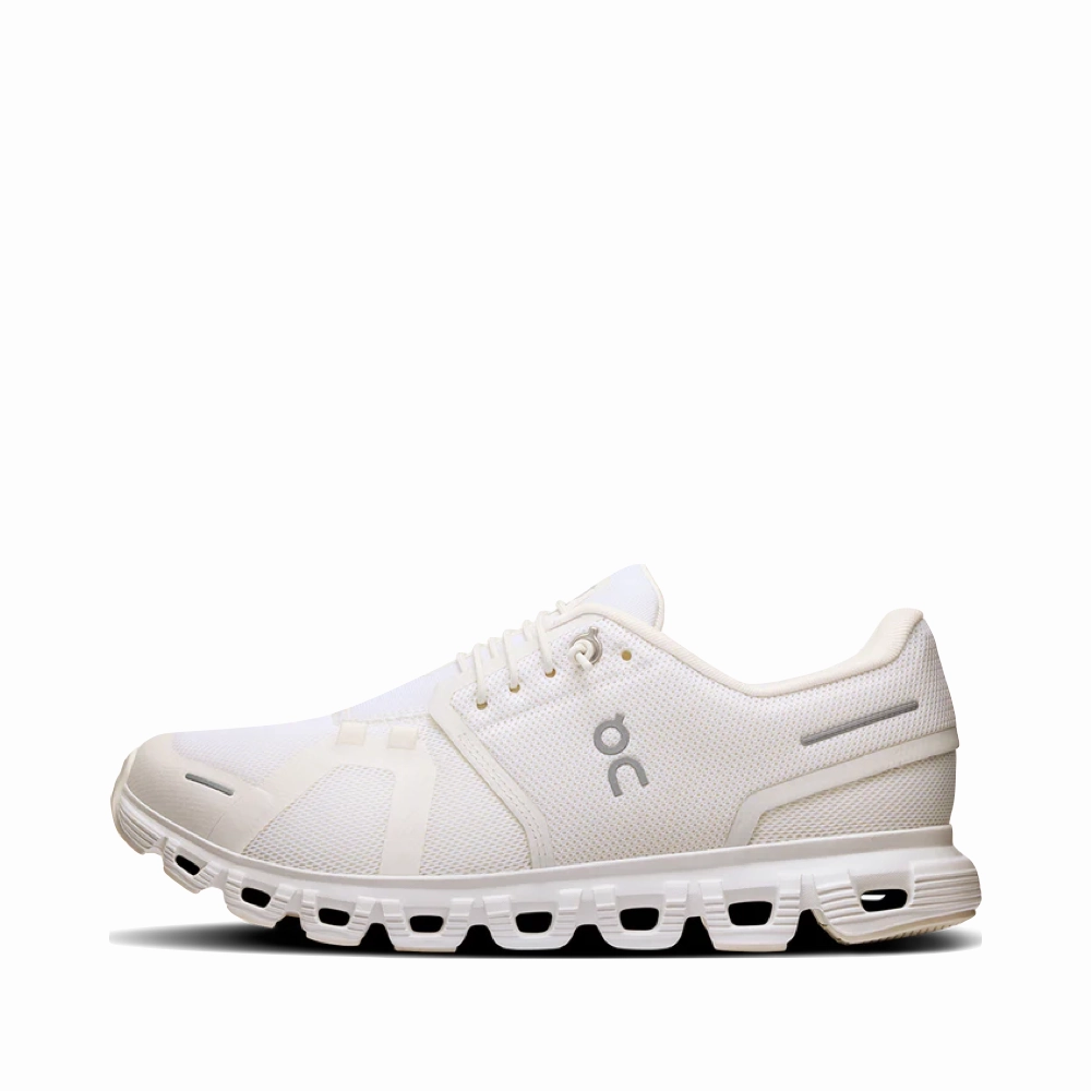 On Women's Cloud 6 Sneaker in White/White Classic Mood platform