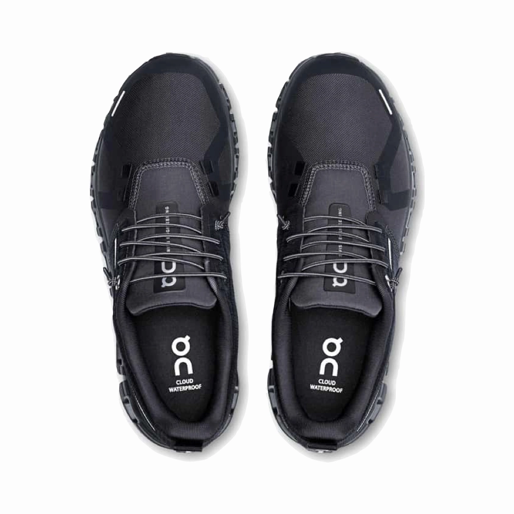 On Women's Cloud 6 Waterproof Sneaker in Black/Black Race Walk