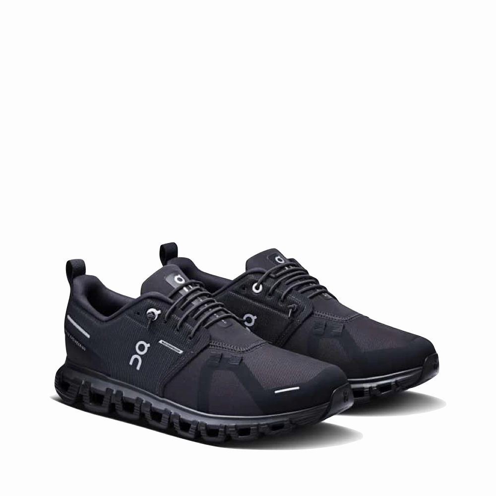 On Women's Cloud 6 Waterproof Sneaker in Black/Black Dog Run Every Foot