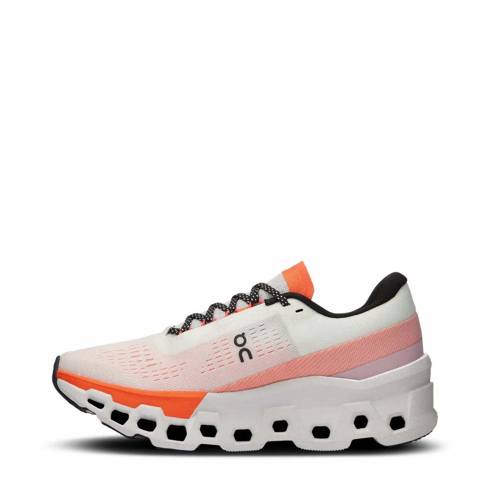 On Women's Cloudmonster 2 Sneaker in Undyed/Flame Versatile Design Foot Cushion